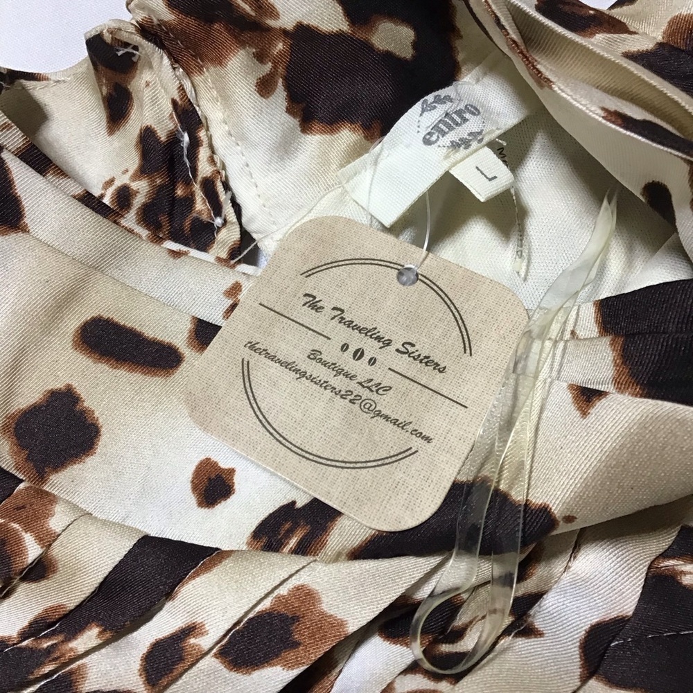 Entro Cow Print Ruffled Long Sleeve Mini Dress - Picture 8 of 16